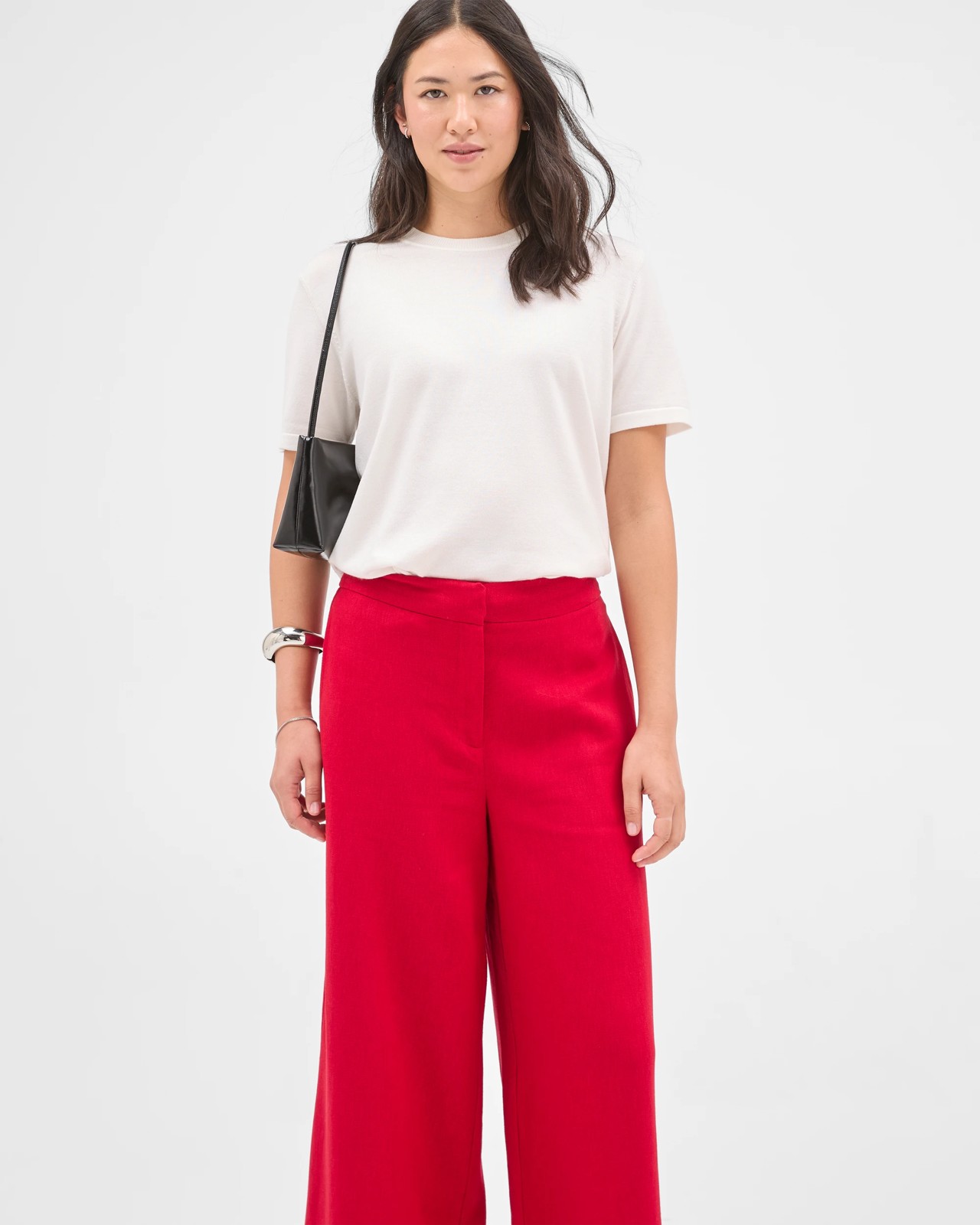 Preview Linen Blend Wide Leg Culotte Pants - Scarlet Red 5 of 5