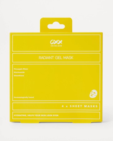 OXX Skincare 4 Pack Radiant Gel Masks - Pineapple Water - Niacinamide and Glutathione