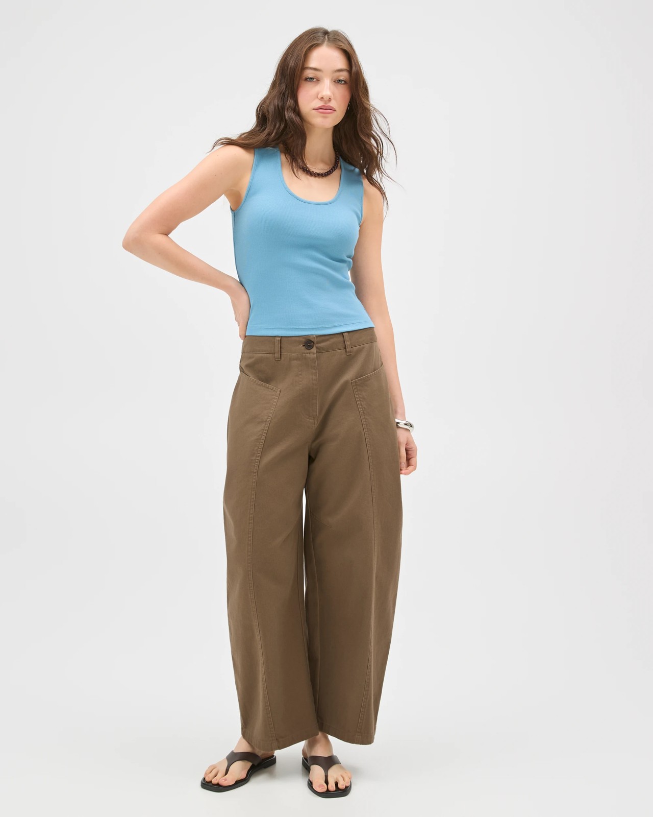 Lily Loves Australian Cotton Blend Scoop Neck Ribbed Tank Top - Deep Sea 2 of 5