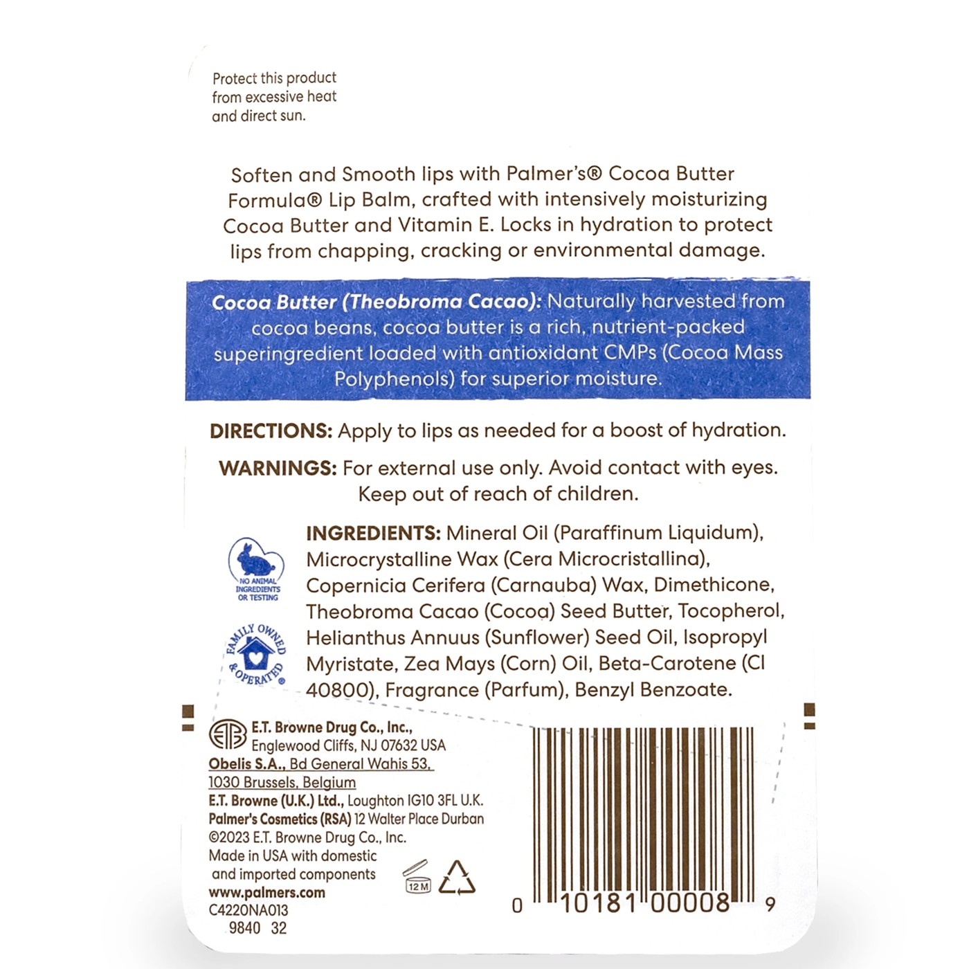 Palmer's Cocoa Butter Formula Lip Balm 4g - Vitamin E 2 of 3