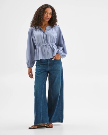 Short Sleeve Tie Waist Blouse