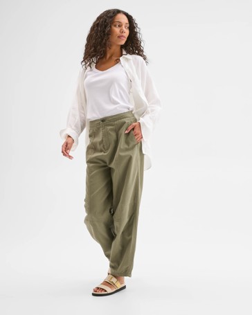 Australian Cotton Blend Soft Barrel Leg Pants
