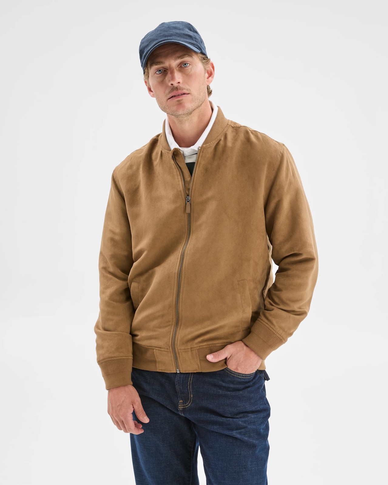 Faux Suede Bomber Jacket - Tan 4 of 5