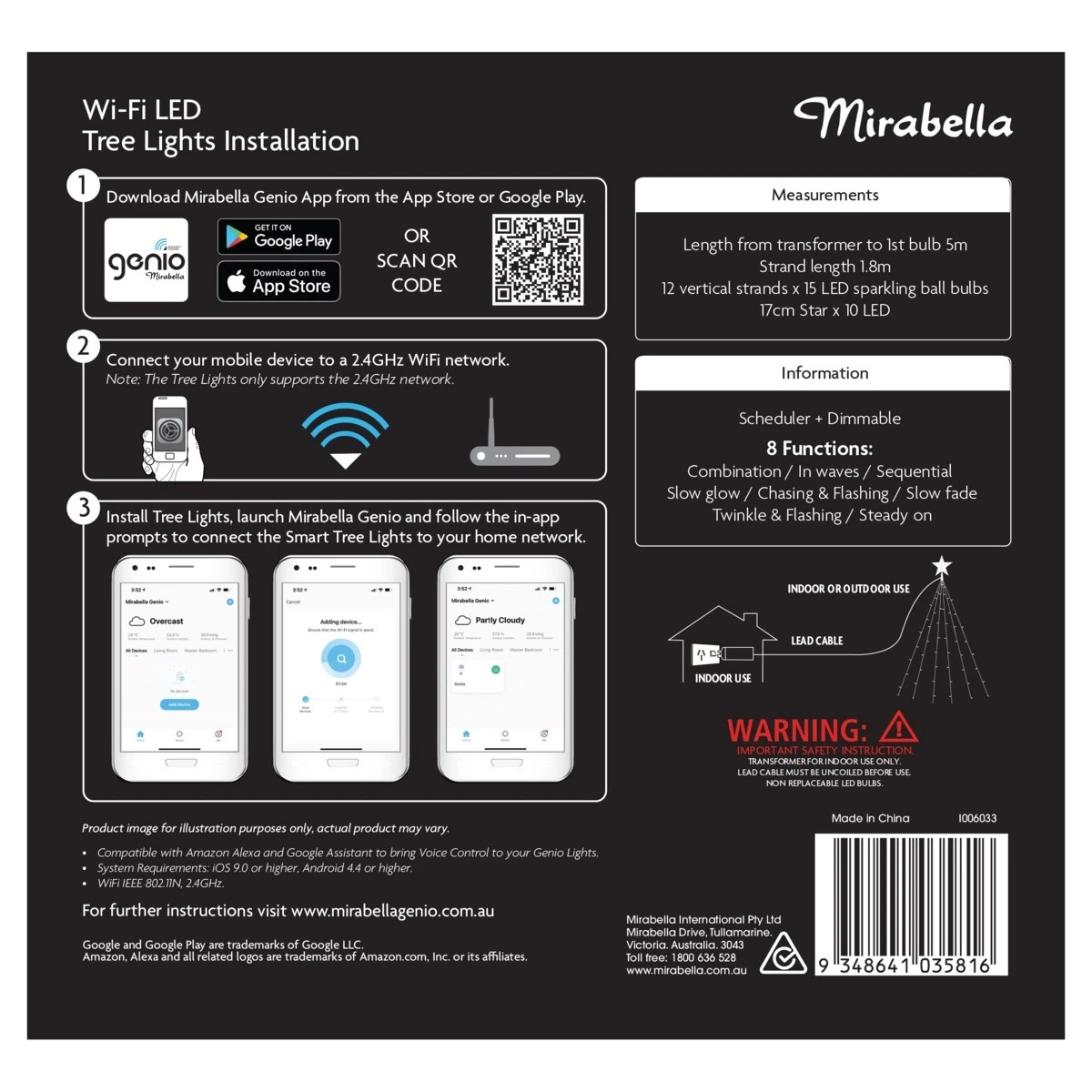 Mirabella Genio WiFi 190 LED Warm White Easy Tree Lights with Star