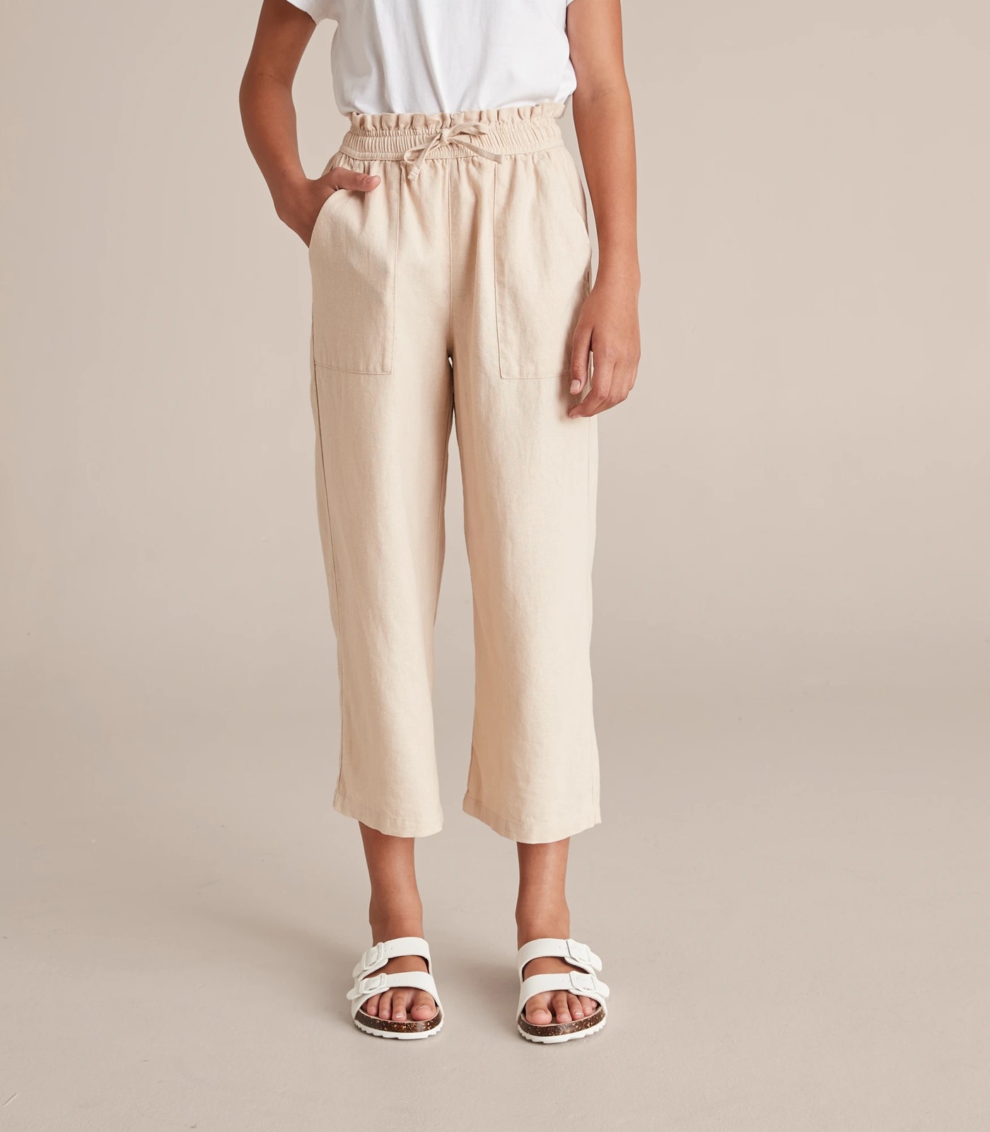 Linen Blend Wide Leg Pants