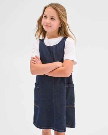 Denim Woven Pinafore Dress