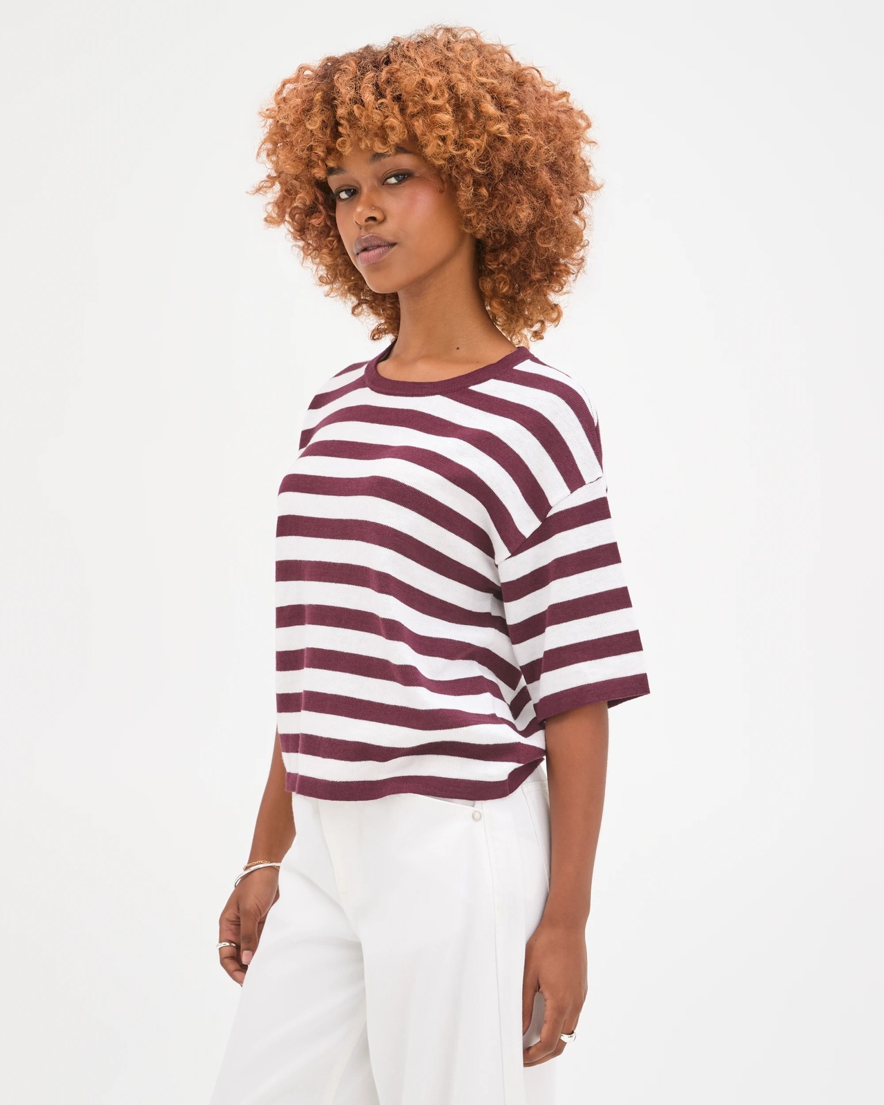 Petites Australian Cotton Blend Drop Shoulder Boxy Knit Top 4 of 5