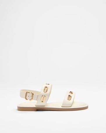 Womens Double Strap Metal Trim Flat - Deena
