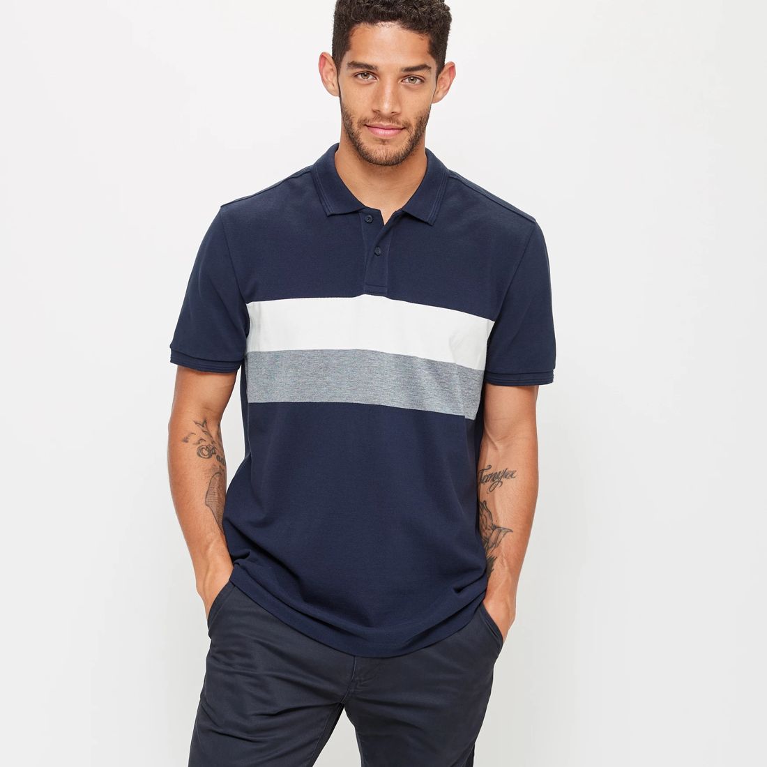 Panel Striped Short Sleeve Polo Shirt | Target Australia