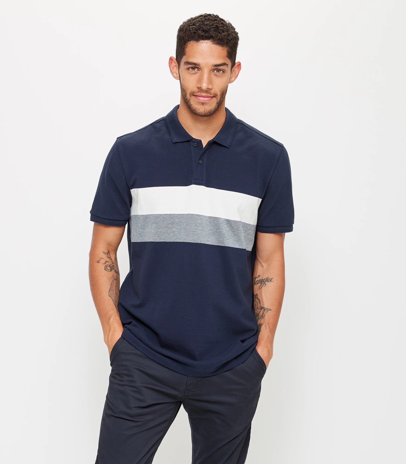 Panel Striped Short Sleeve Polo Shirt | Target Australia