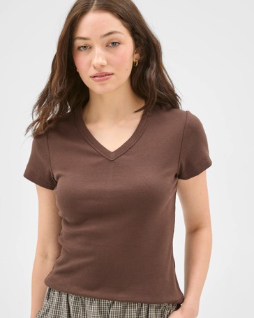 Lily Loves Australian Cotton Blend V-Neck Fitted T-Shirt