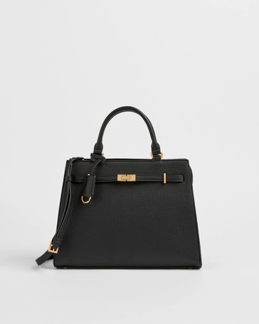 Medium Clasp Detail Structure Work Tote Bag