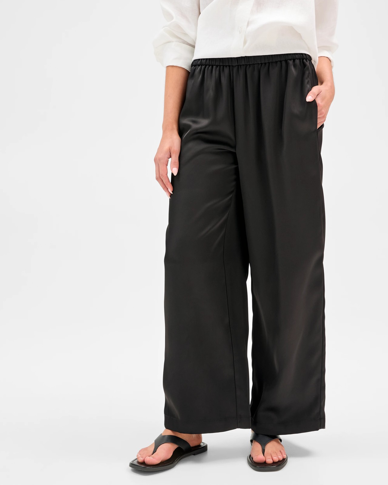 Petites Wide Leg Satin Pants 5 of 5