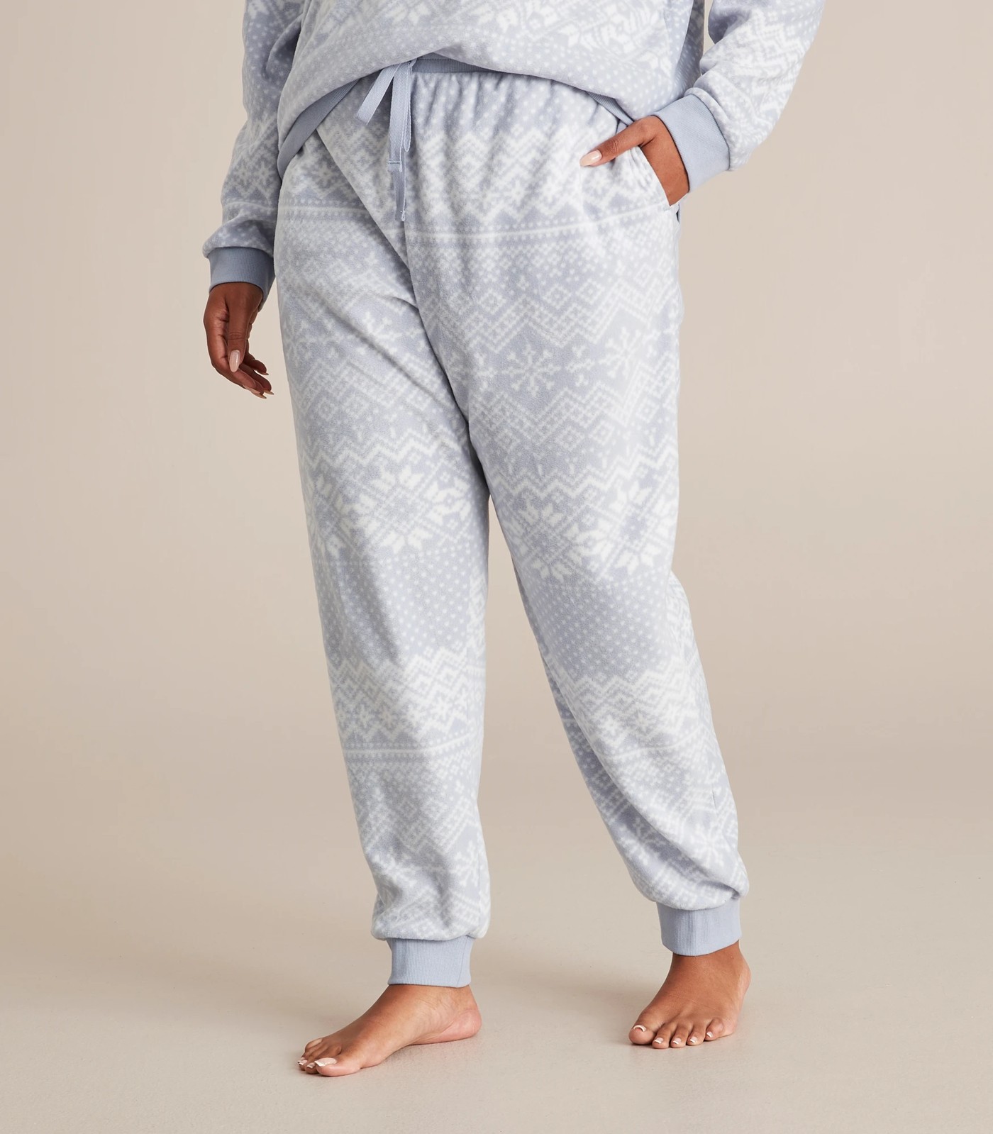 Plus Size Fleece Sleep Pyjama Jogger Pants