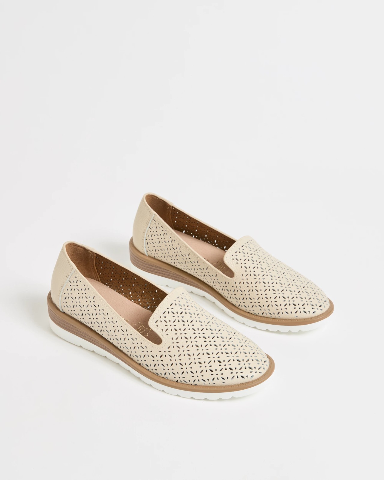 Tilly Genuine Leather Lasercut Loafers  - Ivory 2 of 3