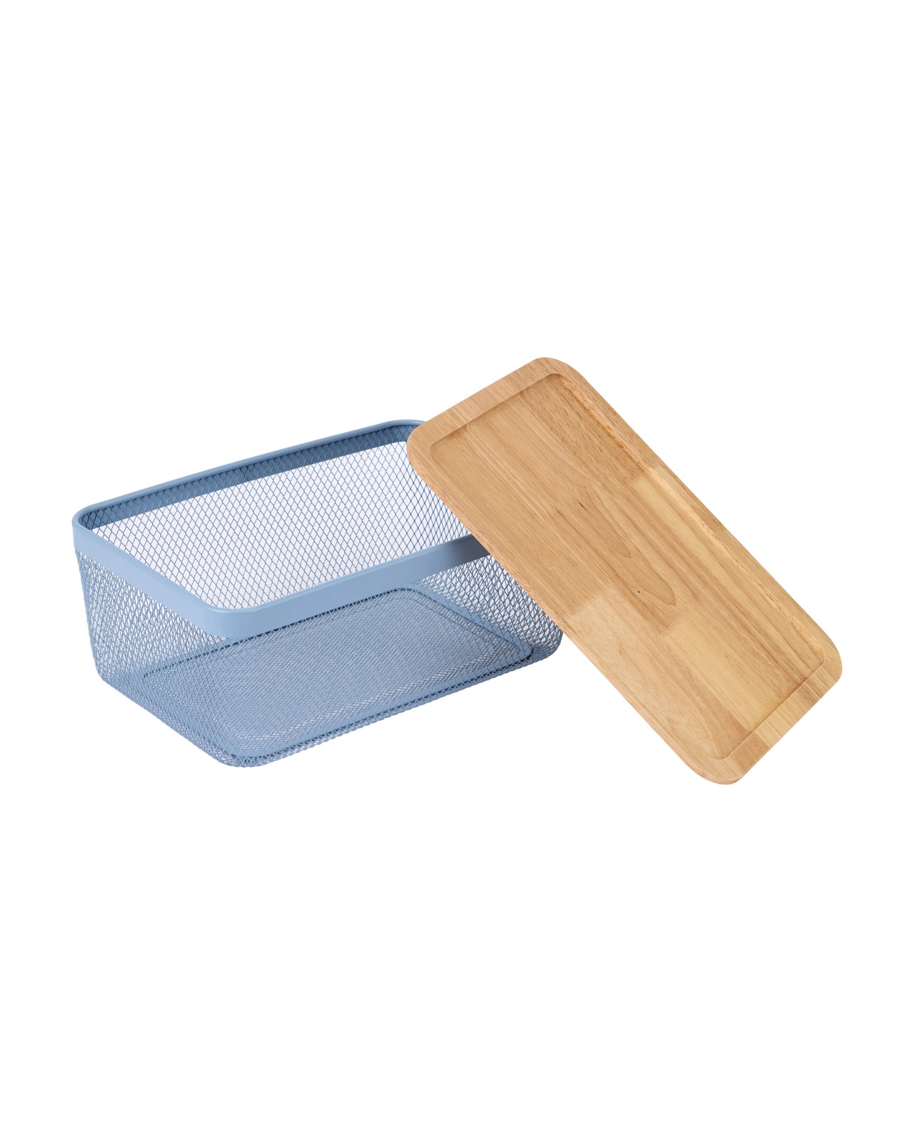 Anko Large Basket with Wooden Lid - Blue 2 of 5