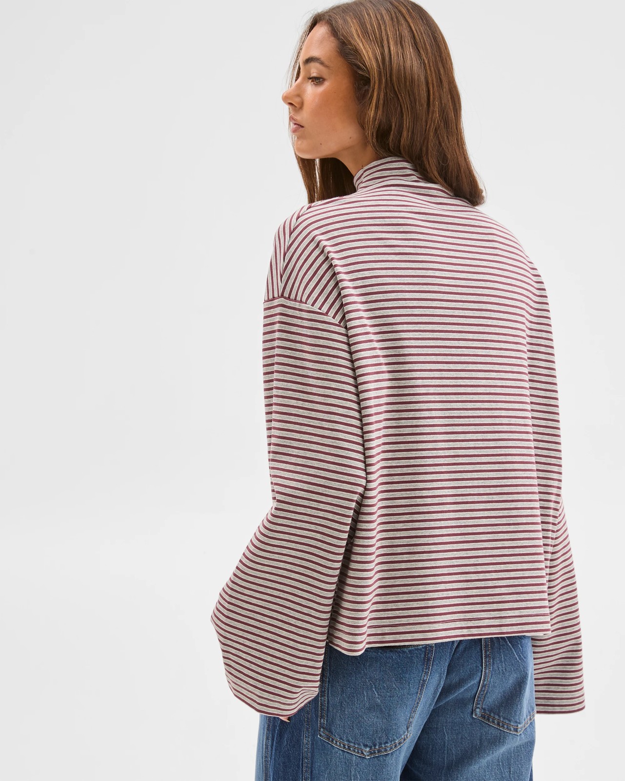 Lily Loves Australian Cotton High Neck Long Sleeve T-Shirt  - Burgundy 6 of 6