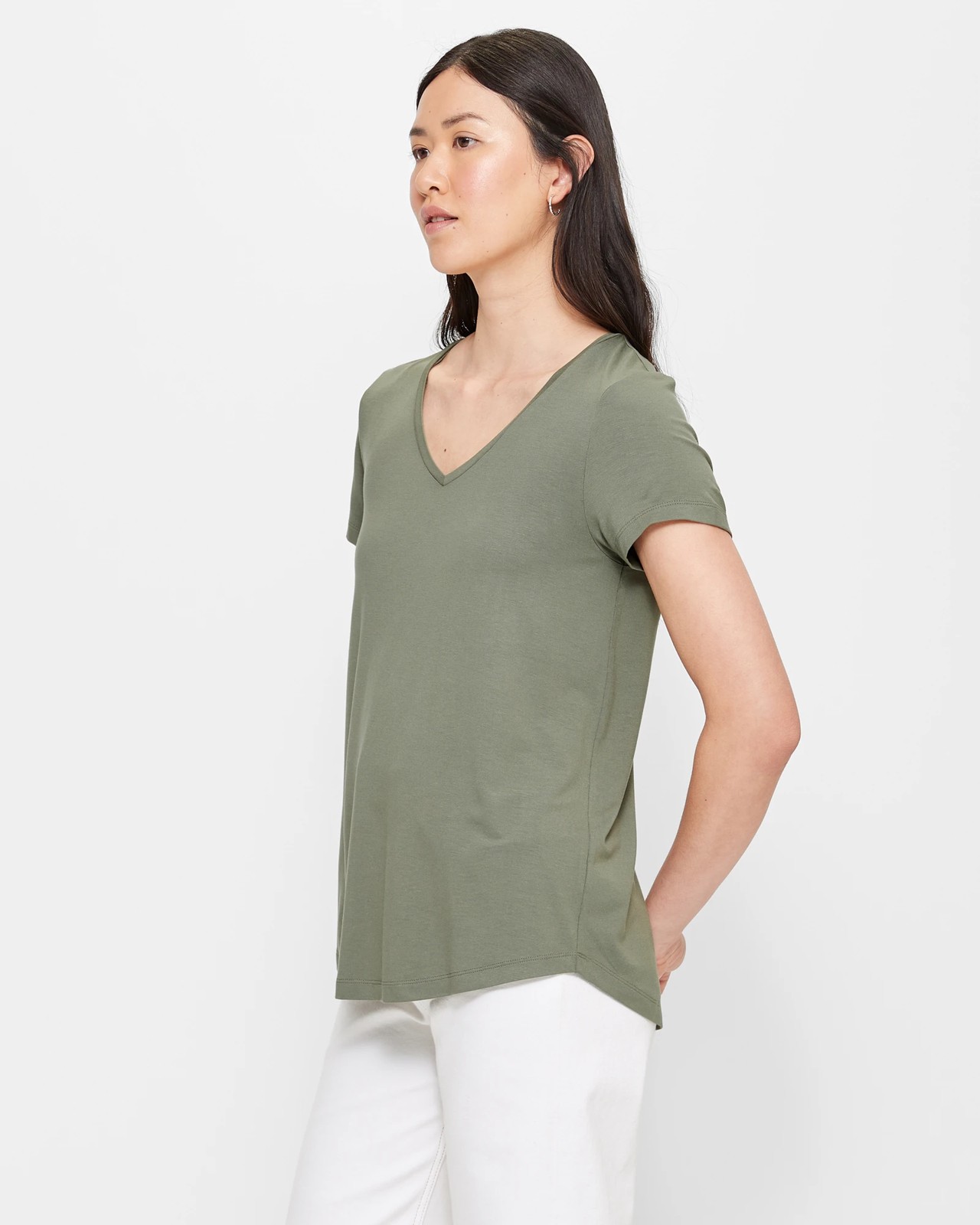 Viscose / Elastane t-shirt short sleeve V-neck Ocean Women l