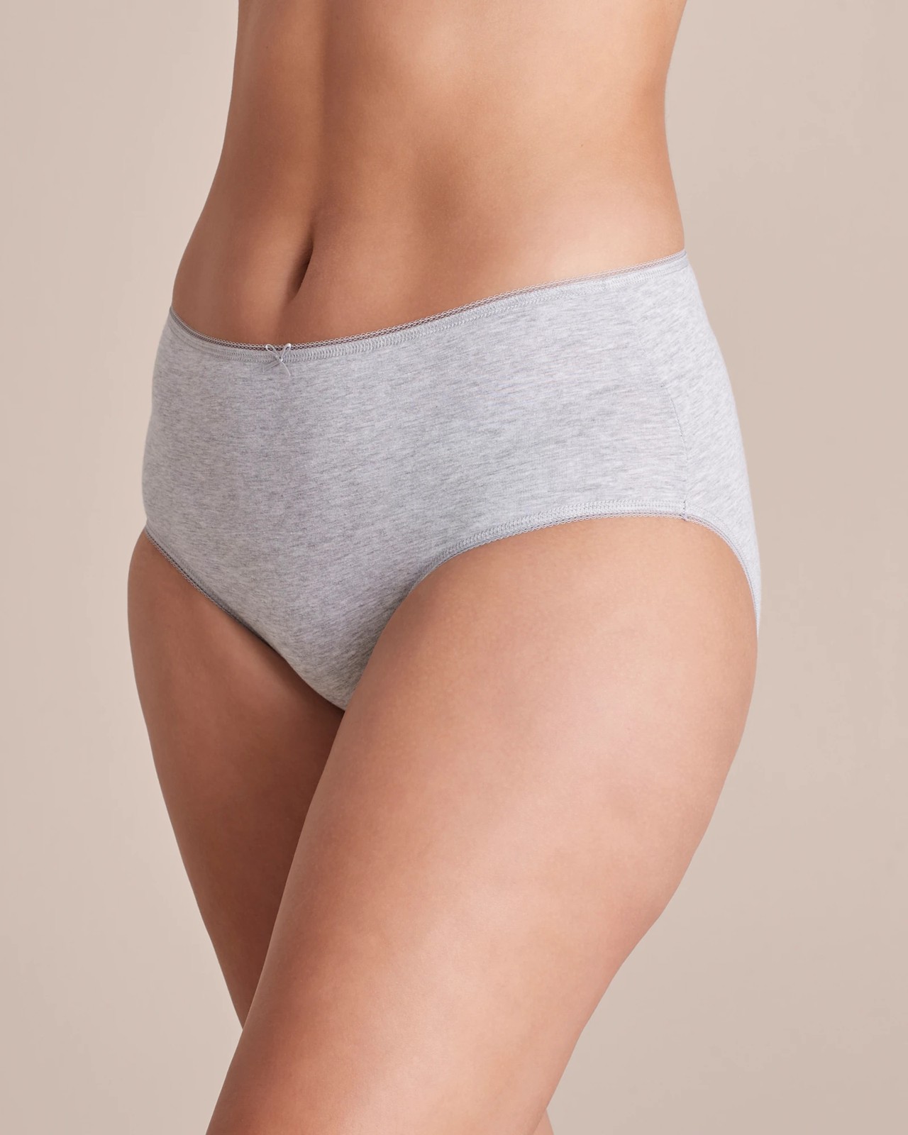 5 Pack Cotton/Elastane High Cut Briefs - Tonal Marle