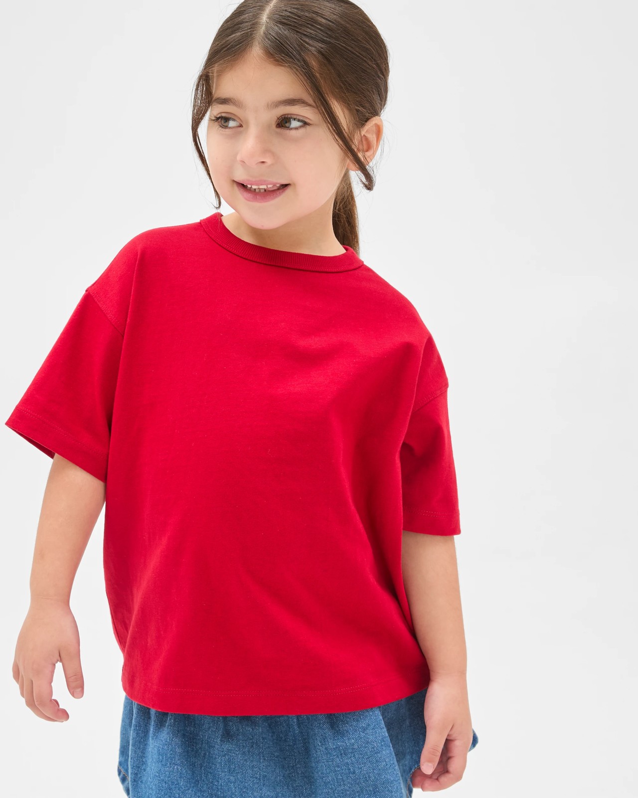 Organic Cotton Heavy Weight Oversized Plain T-Shirt - Red 2 of 5