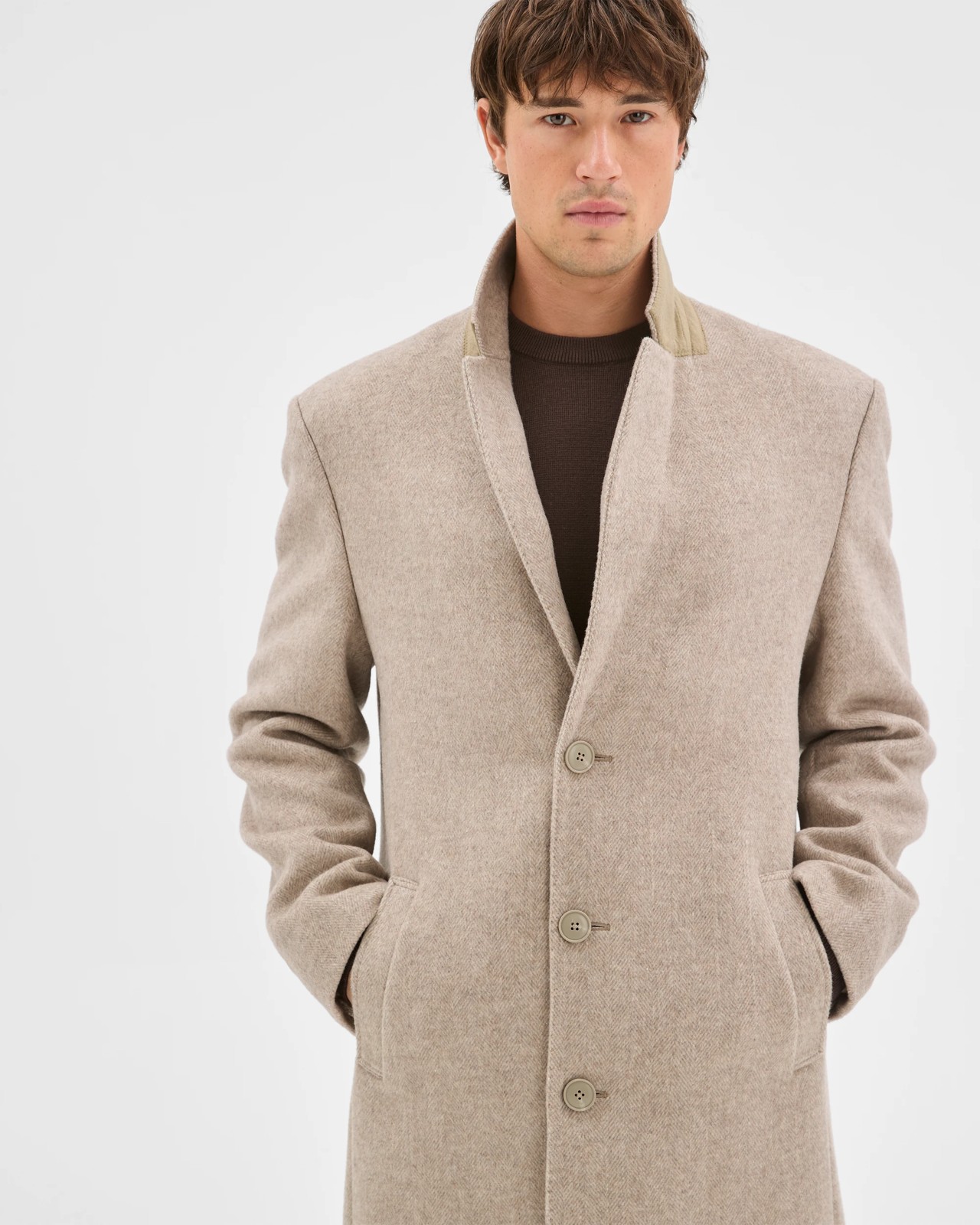 Preview Long Sleeve Long Coat - Oatmeal 4 of 6