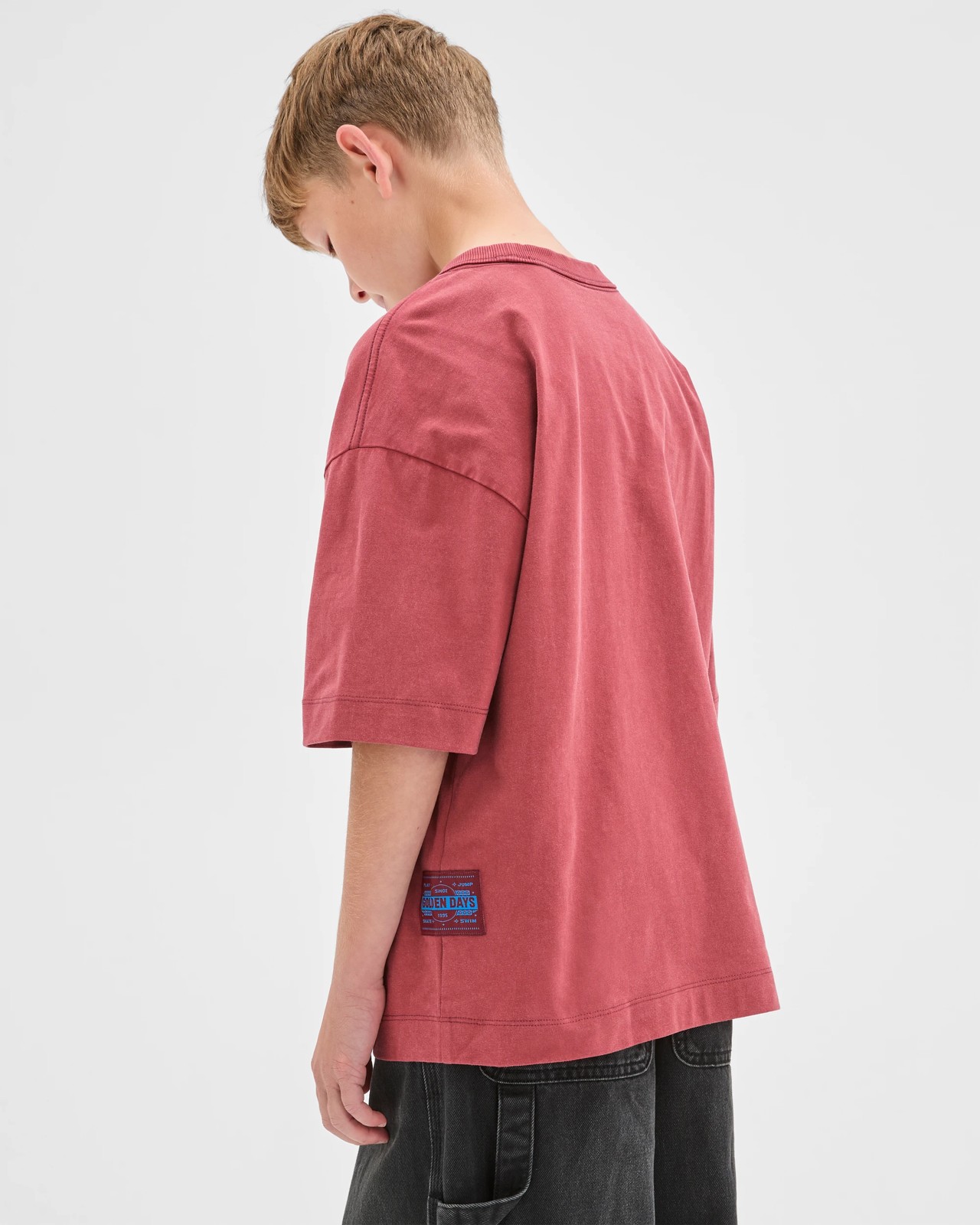 Australian Cotton Oversized Embroidered T-Shirt - Red 4 of 6