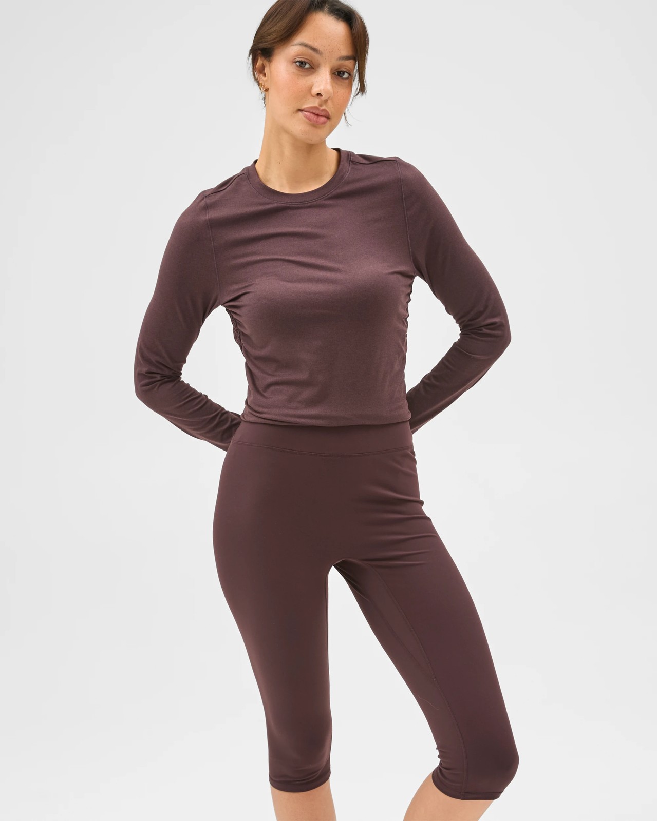 Active Studio Soft Crop Length Yoga Tights - Raisin 4 of 6