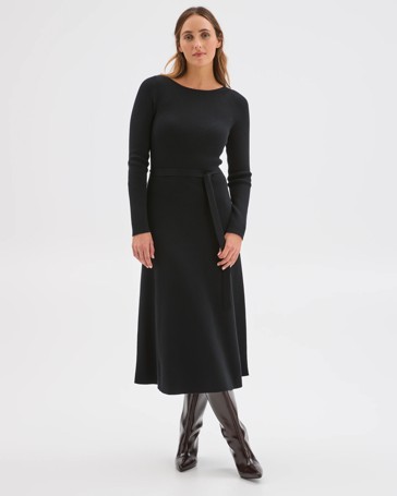 Preview Australian Cotton Blend Long Sleeve Knit Midi Dress
