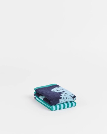 Kids Dino Australian Cotton 2 Pack Face Washer - Peacoat