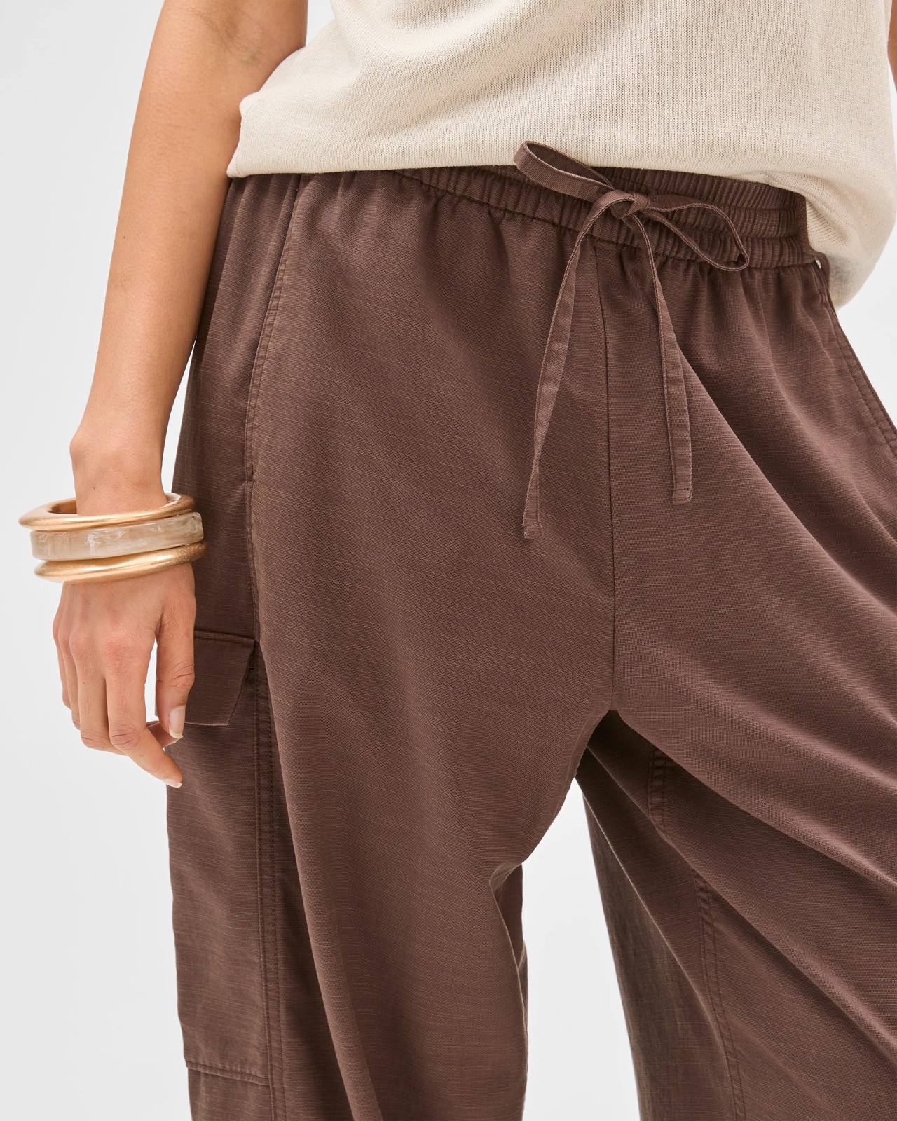 Slub Cargo Pull On Pants - Coffee Bean 5 of 6