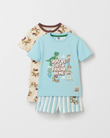 Disney Organic Cotton 2 Pack Younger Boys Top & Shorts Pyjama Set