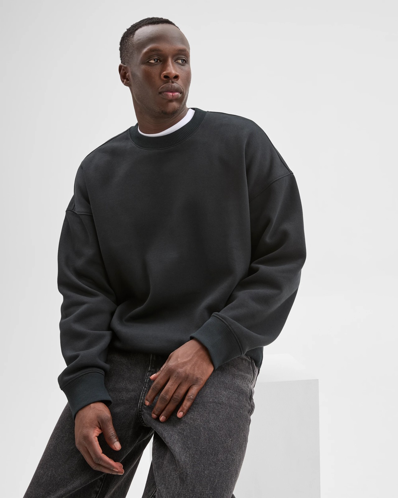 Commons Australian Cotton Blend Oversized Heavyweight Sweat Top - Black 3 of 5