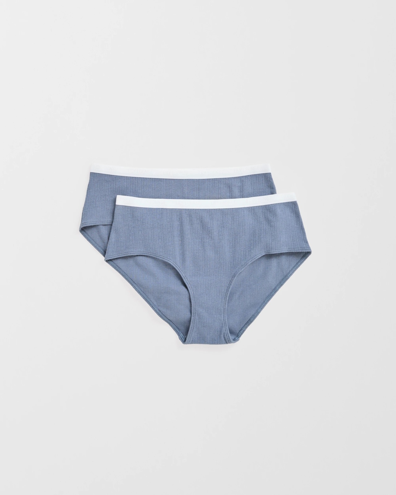 Lily Loves Australian Cotton 2 Pack Pointelle Boyleg Briefs - Folkstone Grey 4 of 5