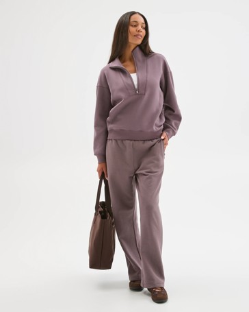 Australian Cotton Blend Cocoon 1/4 Zip Fleece Jumper
