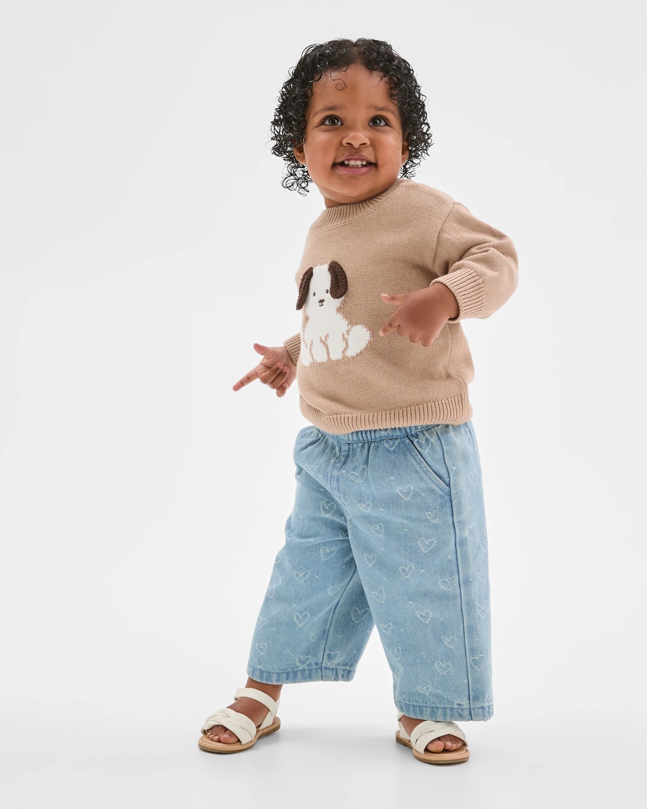 Baby Organic Cotton Chunky Rib Knit Jumper - Puppy Light Taupe 2 of 5