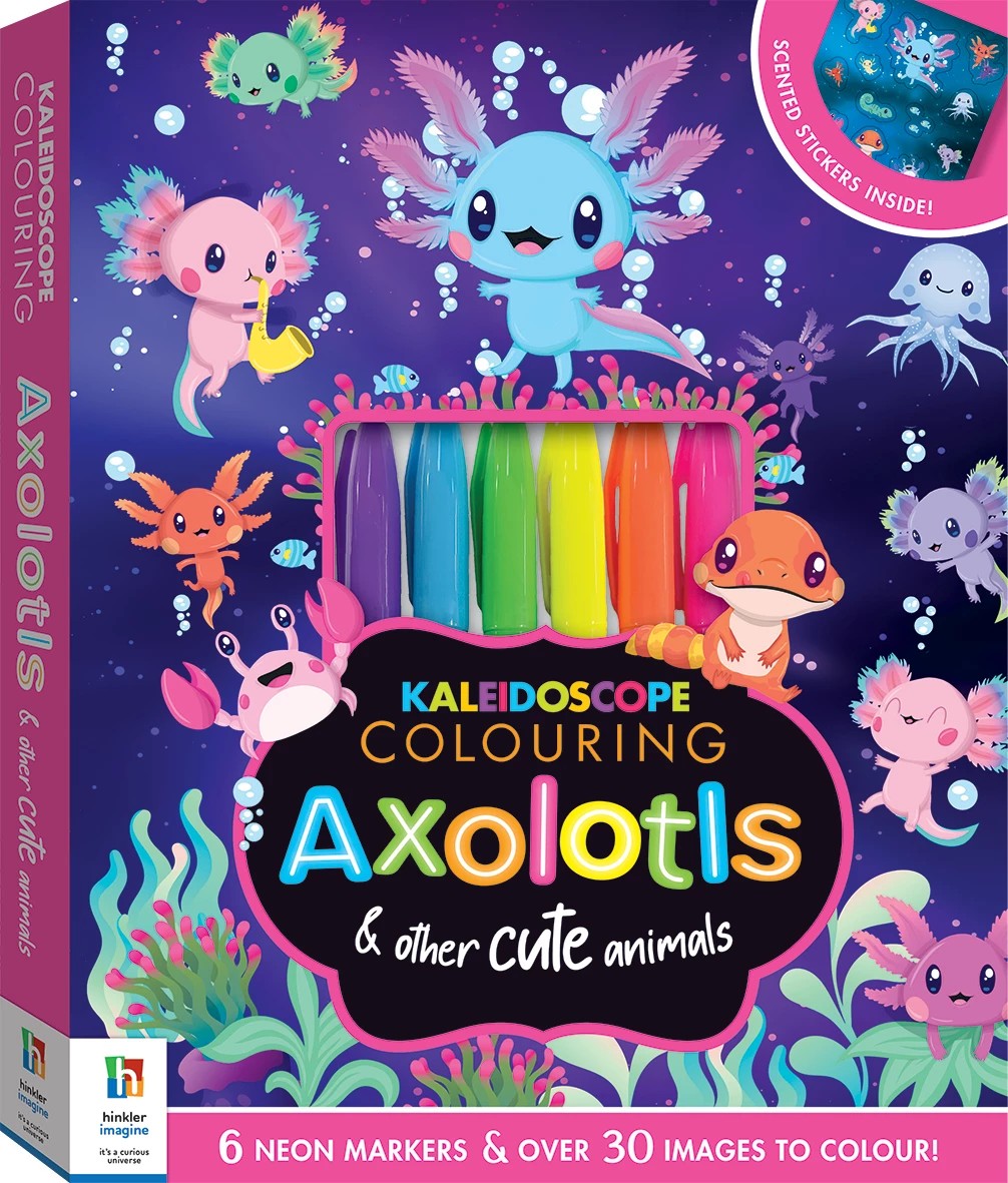 Kaleidoscope: Axolotls & Friends Coloring Set with Lap Desk