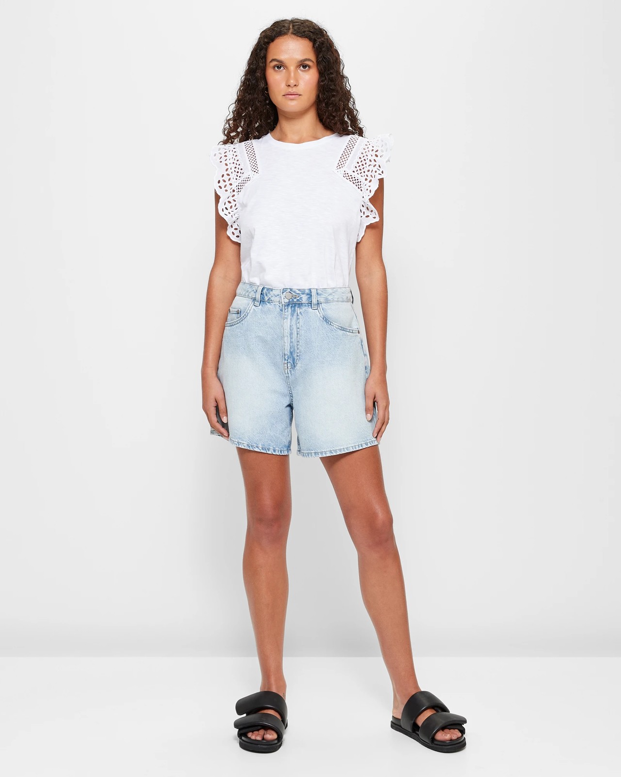 Broderie Frill Sleeve Top 2 of 5