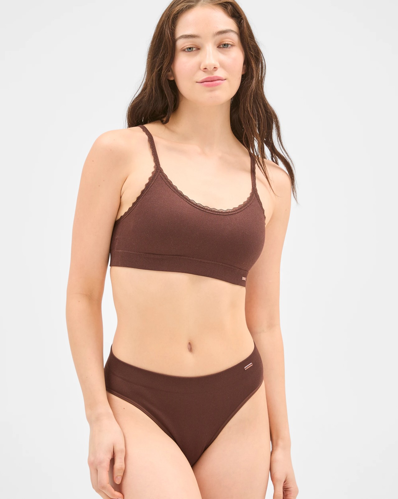 Lily Loves 2 Pack Rib Seamfree High Waist Bikini Briefs - Chocolate 4 of 6