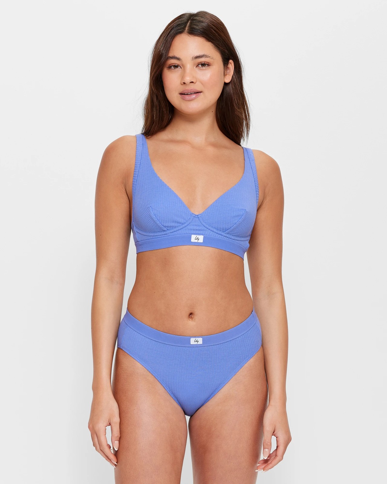 Heritage Rib Wirefree Plunge Bra - Lily Loves - Wedgewood Blue