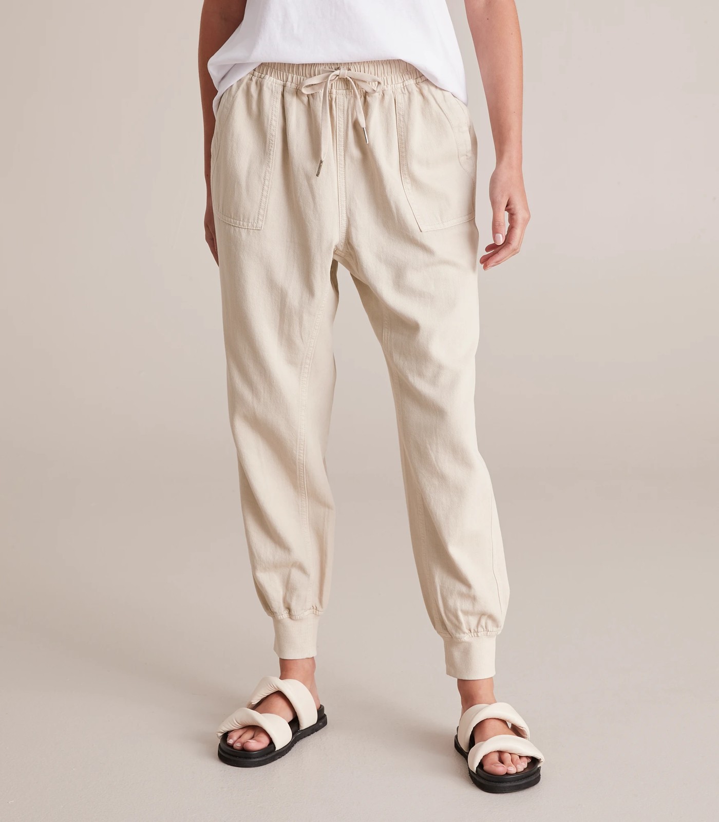 Rib Trim Jogger Pants - Neutral | Target Australia