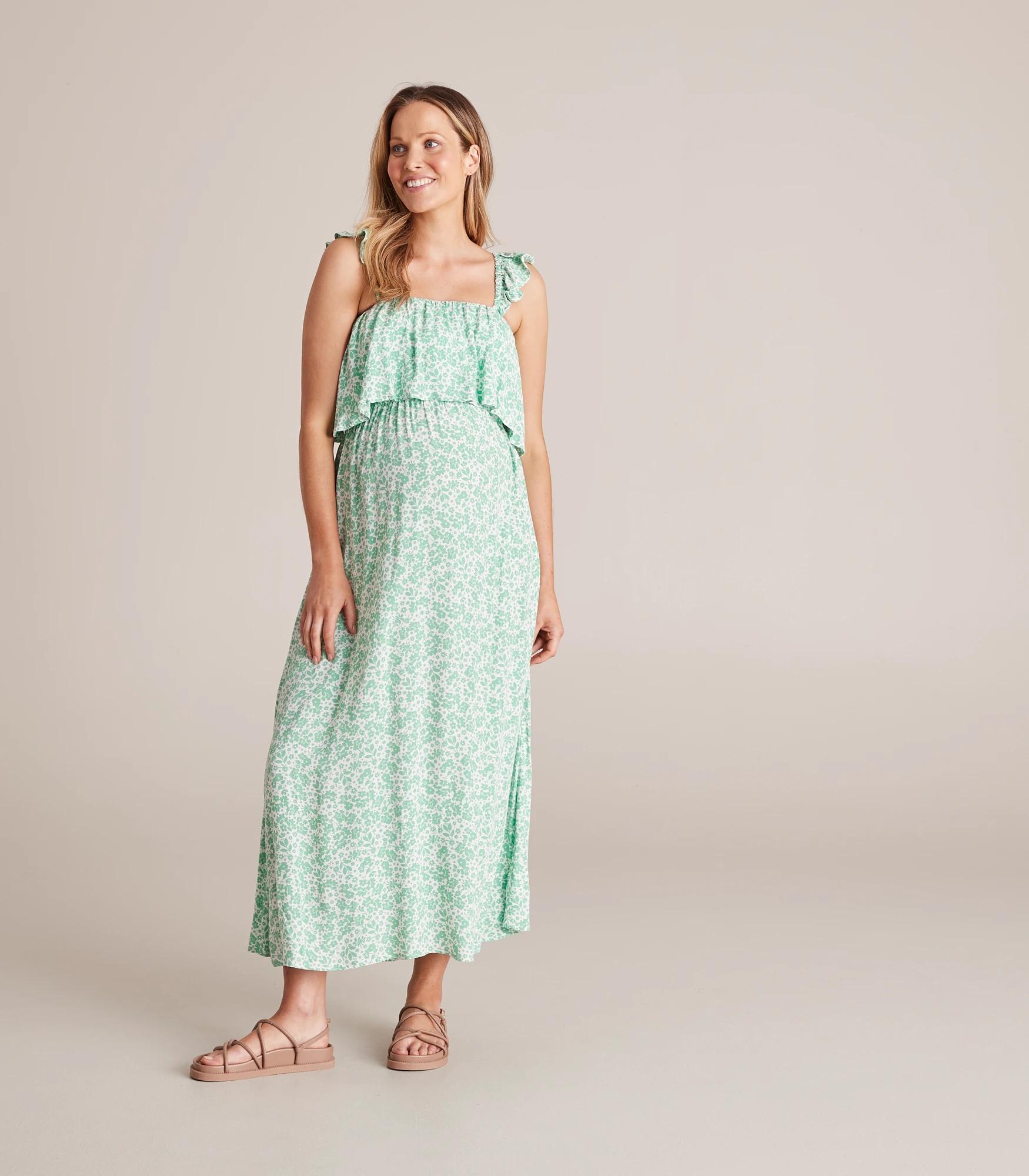 Maternity Overlay Nursing Maxi Dress