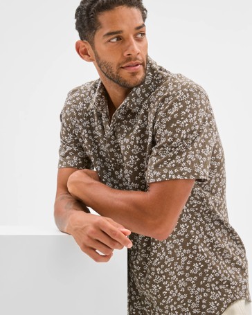Crinkle Floral Print Shirt