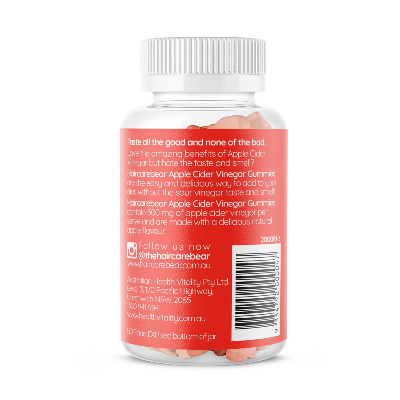 60 Pack Haircarebear Apple Cider Vinegar Gummies 120g 3 of 3