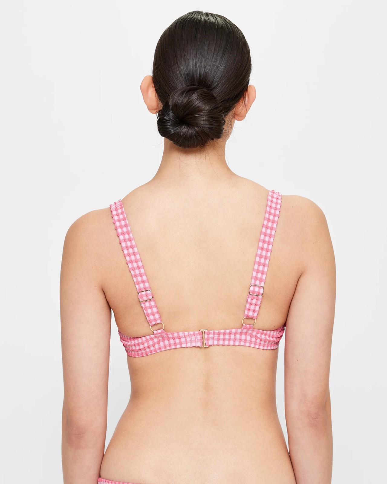 Seersucker Underwire Bikini Swim Top - Azalea Pink Gingham