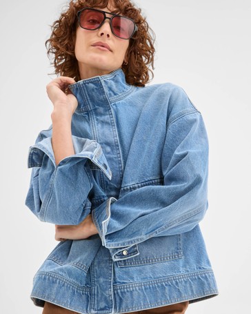 Denim Funnel Neck Jacket