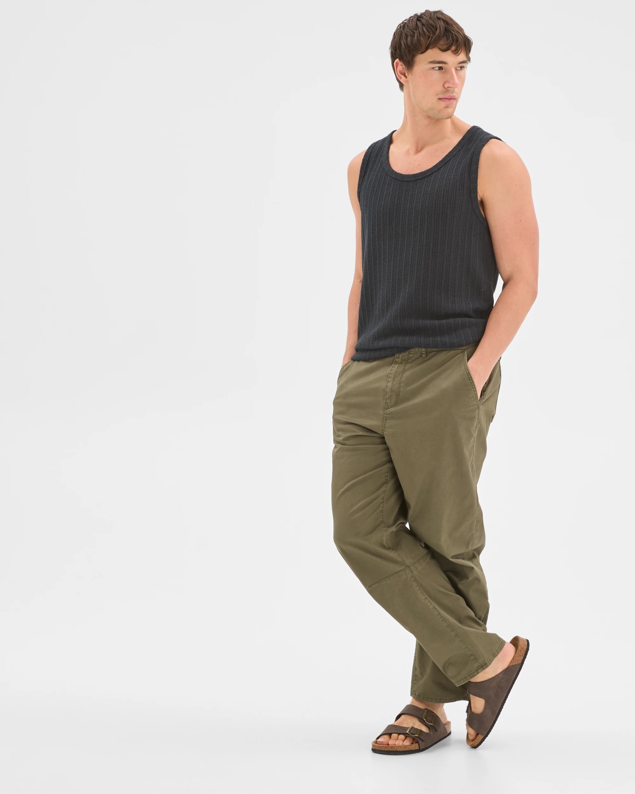 Commons Australian Cotton Barrel Leg Pants - Khaki Green 2 of 6