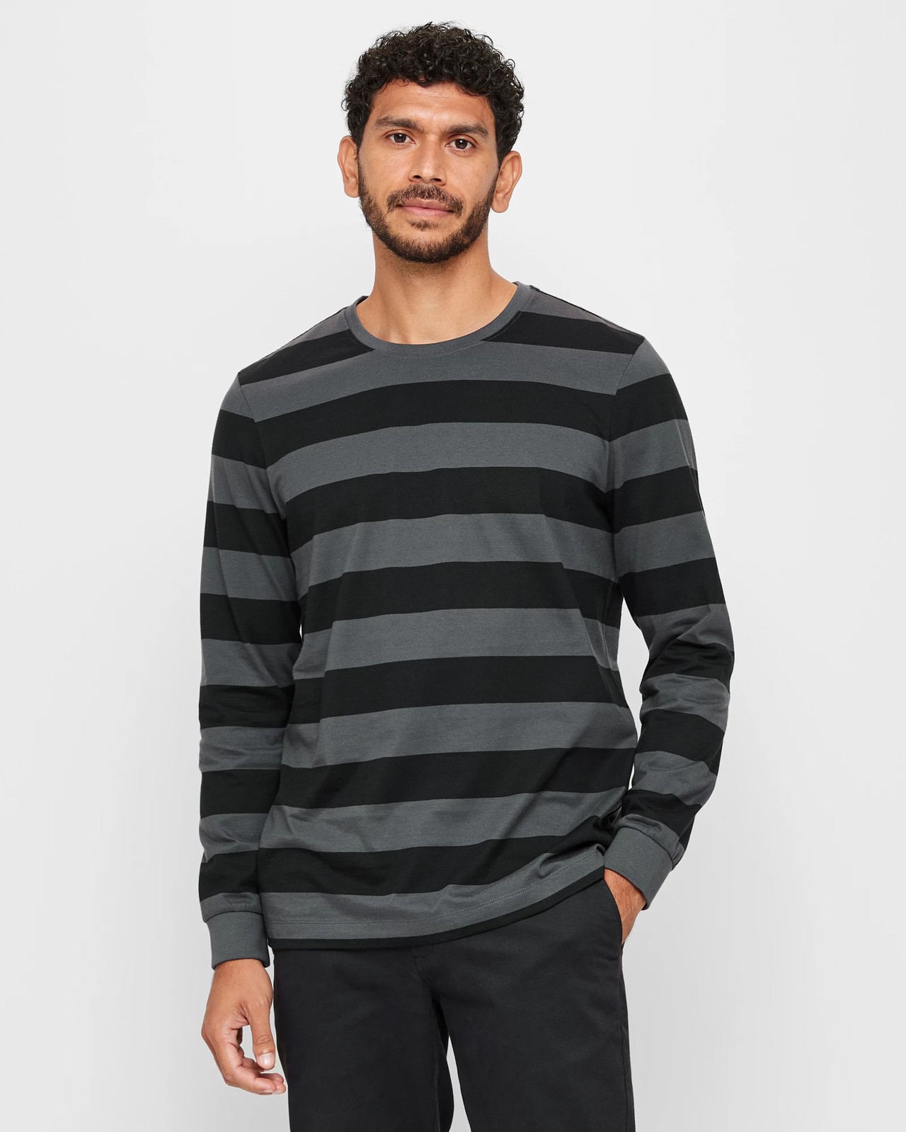 Long Sleeve Stripe T-Shirt - Ashphalt