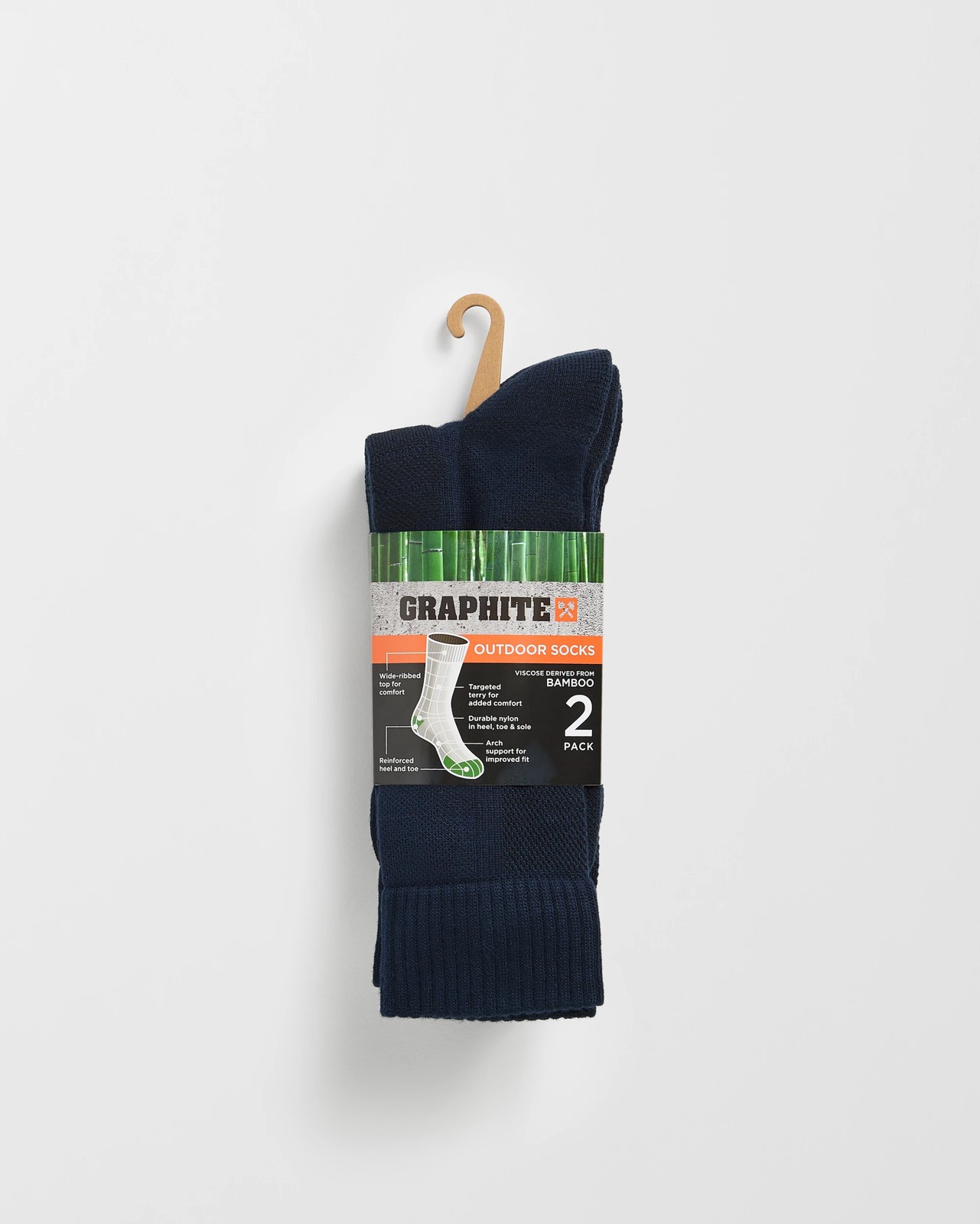 Graphite Bamboo 2 Pack Performance Crew Socks - Navy 3 of 3