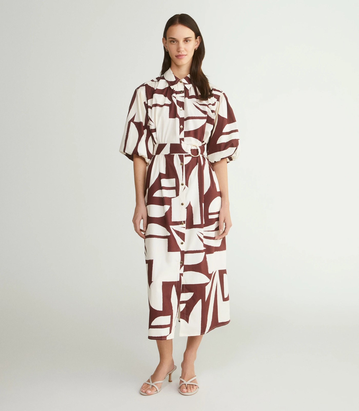 Gathered Detail Belted Shirt Dress - Preview 2 of 6