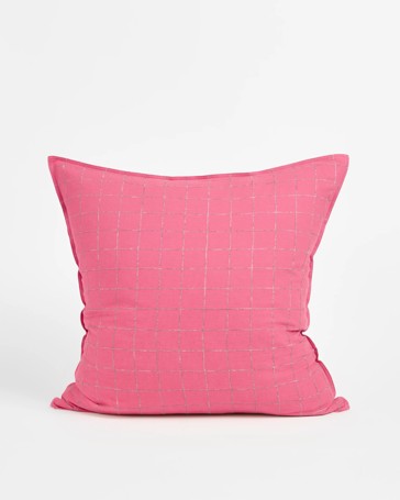 Ayla Check Linen/Cotton European Pillowcases - Wild Rose